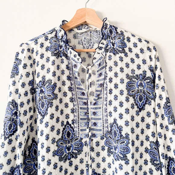 Zara Blue and White Long Sleeve Dress Size Medium - Picture 8 of 12